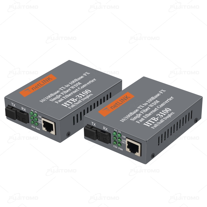 Ethernet Media Converter 2 Port 4 RJ45 A/B Netlink HTB-3100 Media Converter 10/100 MB 25KM